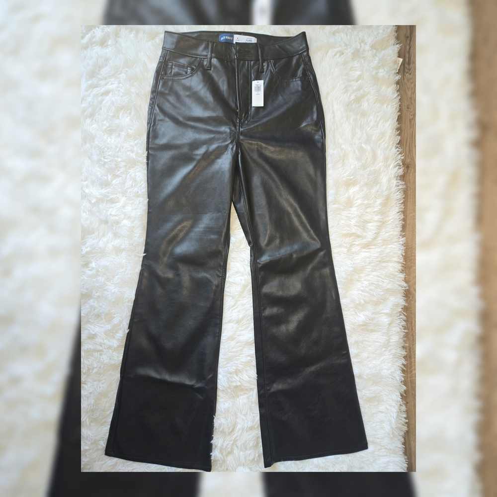 Old Navy Black Leather Flare Pants
